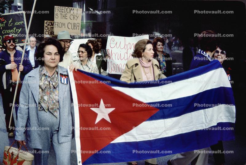 Anti-Castro Rally, Cuba Flag, 11 April 1980