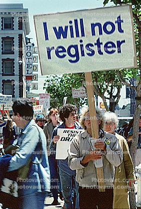 I will not register, Anti Draft rally, 16 July 1980