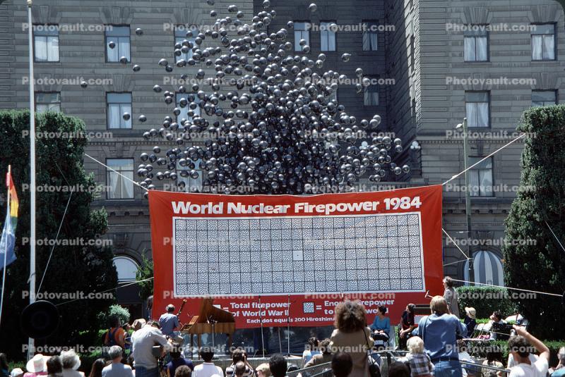 Black Balloons at Anti Nuclear Weapons Rally, Union Square, 8 July 1984