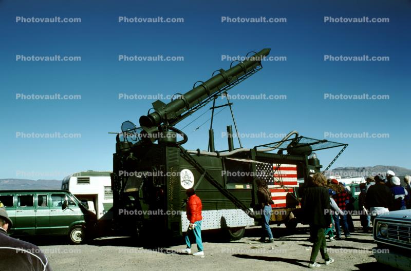 Mock military vehicle, missile, Nevada Test Site