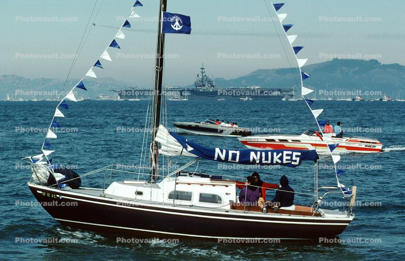 No Nukes, Sailboat, Bay, Water