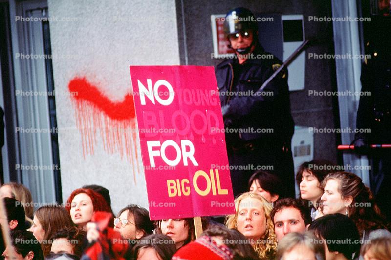 No Young Blood for Big Oil, Anti-war protest, First Iraq War, January 15 1991