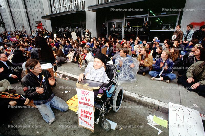 Wheelchair Protester, Anti-war protest, First Iraq War, People, sit-down, January 15 1991