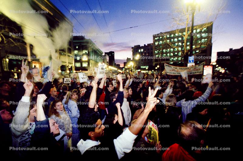 Face, Protest, Man, Market Street, Anti-war protest, First Iraq War, January 16 1991