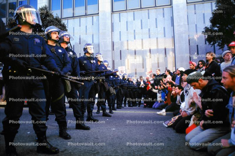 Police Line, Batons, Helmets, Anti-war protest, First Iraq War, January 17 1991