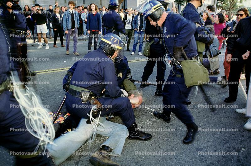 Arrest, Man, Beating, Anti-war protest, First Iraq War, January 17 1991