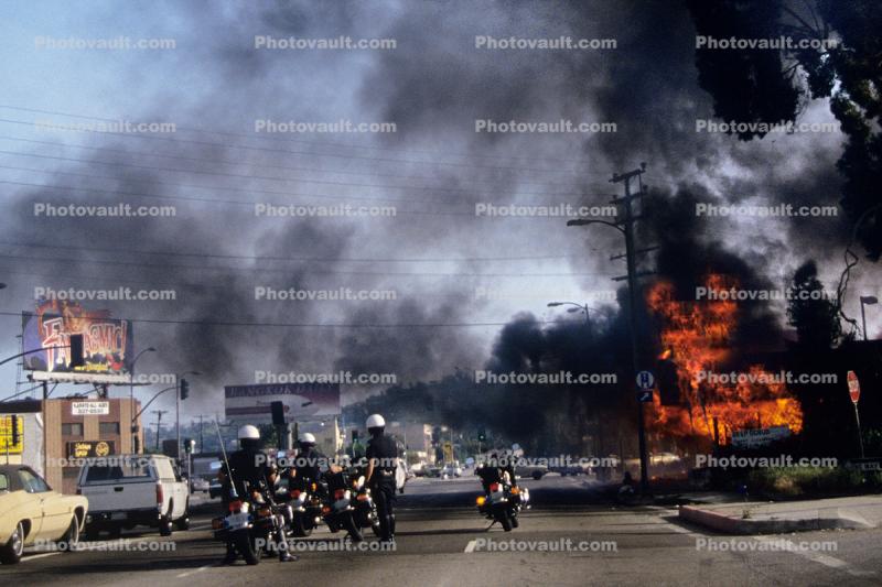 Fire, Smoke, burning, Rodney King Riots, April 1992