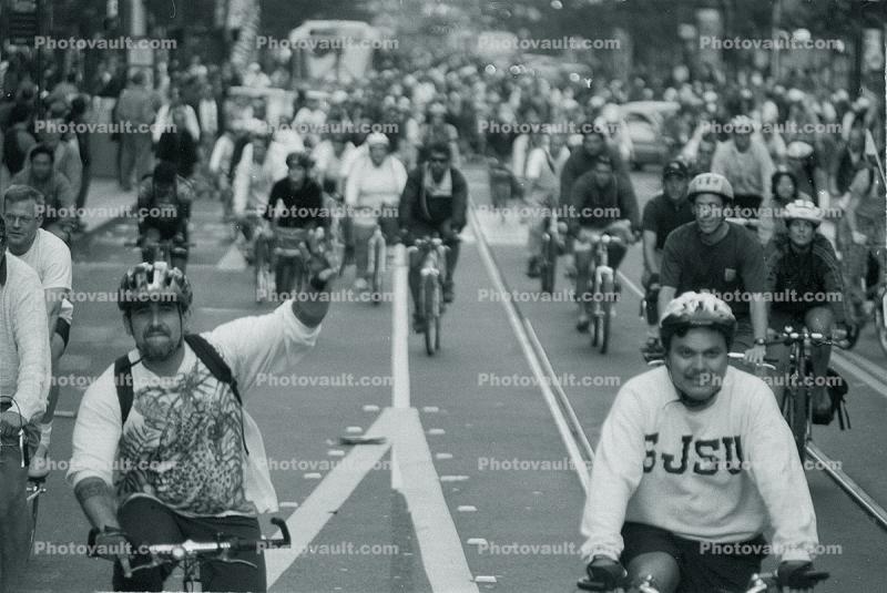 Critical Mass Rally, Bicyclist Riders Protest, 25 July 1997