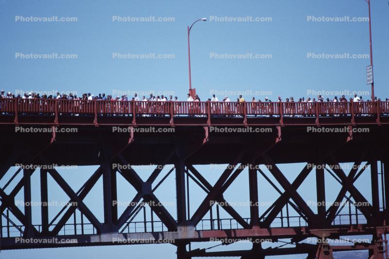 People on the Bridge at No on Proposition 209 Protest, 28 August 1997