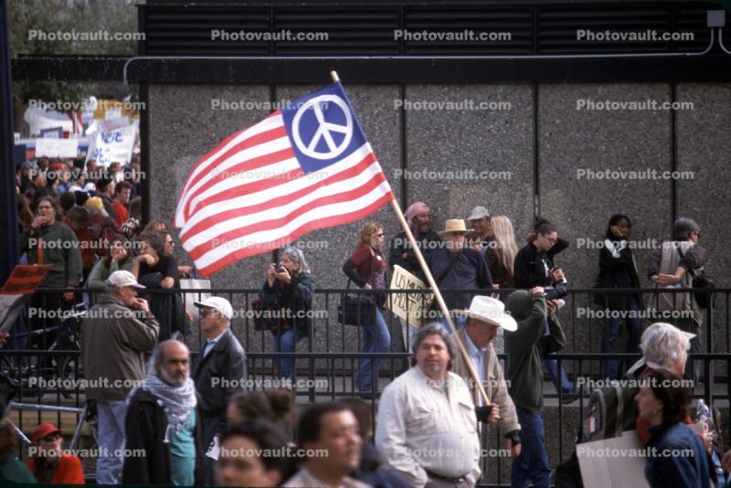 Peace Flag, Crowds, Protesting War