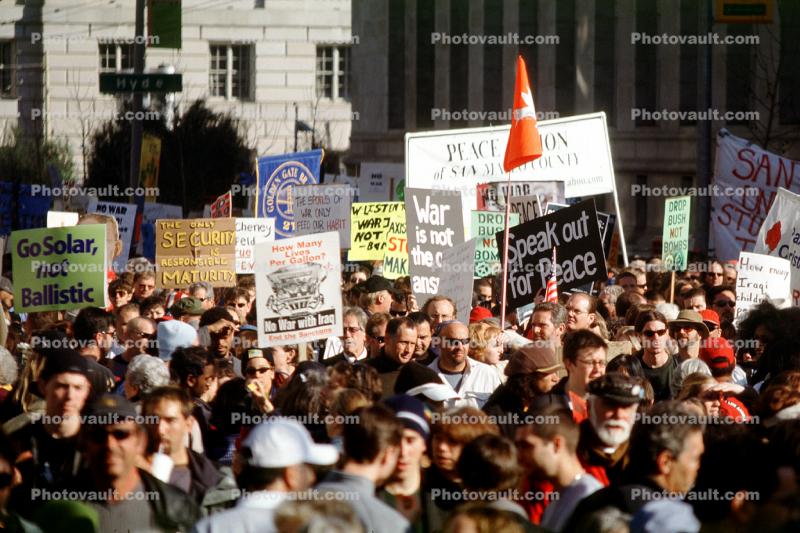 2nd Iraq War Protest Rally, Crowds, Protesting War