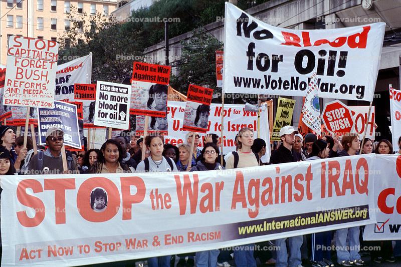 No Blood for Oil!, Banner, Anti-Iraq War Rally