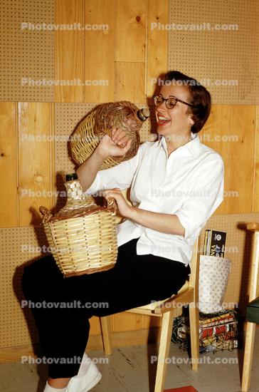 Woman Drinking from a Jug, funny, 1950s