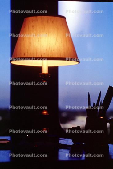 Lamp, desk, evening, pens, 1980s