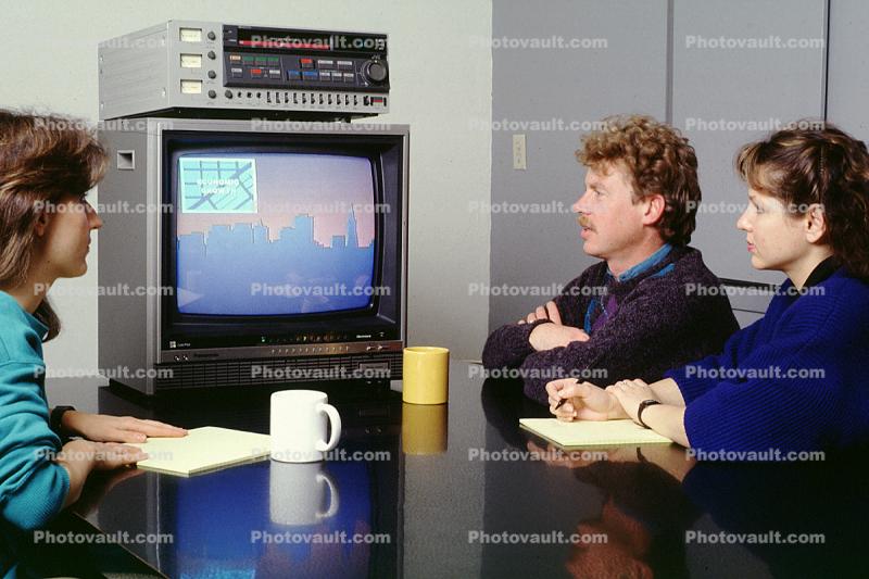 Conference Room, Telephone, landline, table, vcr, TV Monitor, television, 1986