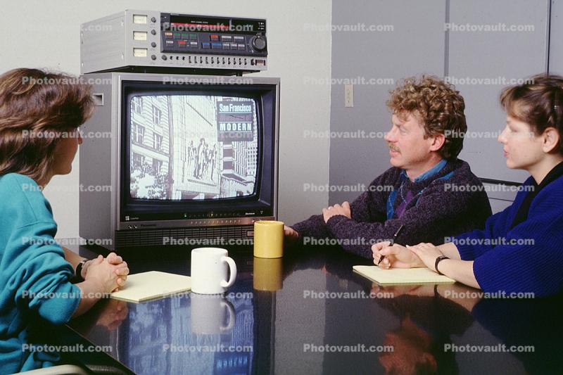 Conference Room, Telephone, landline, table, vcr, TV Monitor, television, 1986