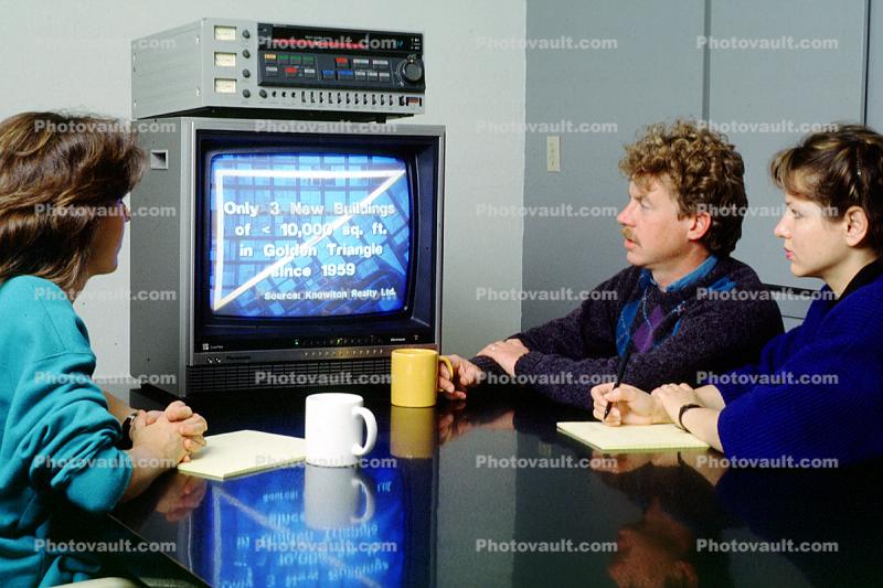 Conference Room, Telephone, landline, table, vcr, TV Monitor, Television Screen, 1986