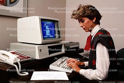 IBM Computer, phone, telephone, female, typing, Business Woman