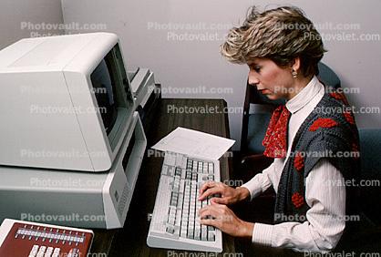 IBM Computer, phone, telephone, female, typing, Business Woman