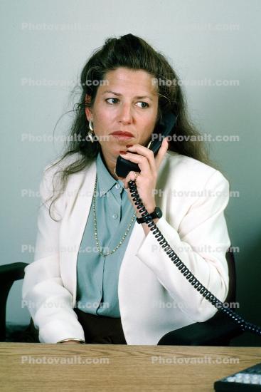 Business Woman, desk, phone, talking, conversing, connection, landline
