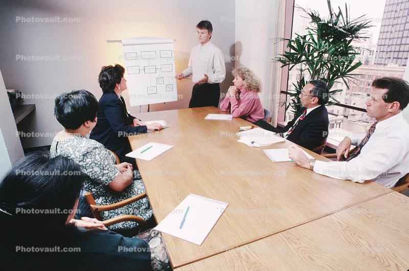 Conference Room, meeting, meet, converse, interacting, interaction, conversing, conversation, 1990's