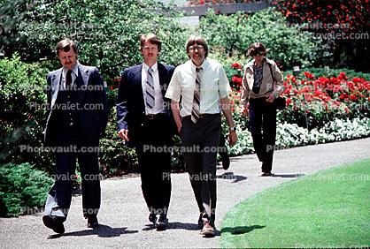 Men, Walking, Outdoors, outside, exterior, 1980s