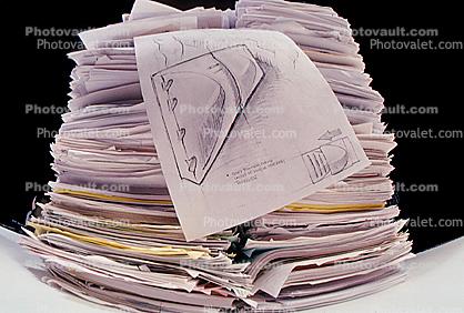 Paper Stack, Drawing, Render, Paper Stacks, paperwork, bureaucracy, piles, archive, clutter, documents, paperless