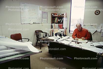 Architectural Renderings, Drawings, office, paperwork, man, male, Paper Stacks, bureaucracy, piles, clutter, documents, businessman
