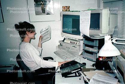 Business Woman, Apple Computer, office, telephone
