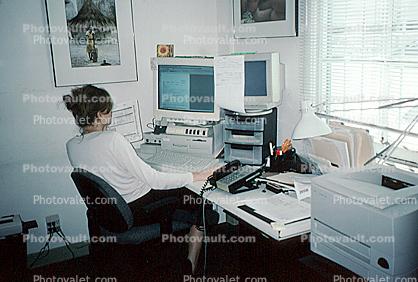 Business Woman, Apple Computer, office, telephone, desk