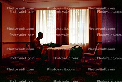 lonely man, table, desktop computer, businessman