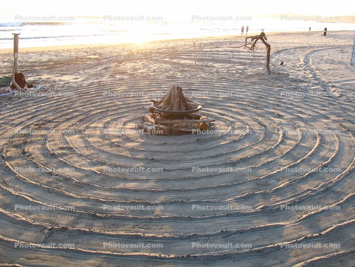Labyrinth, pagan spring equinox celebration, Aptos Beach, California