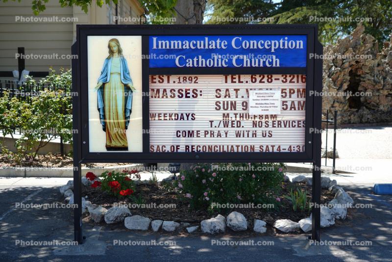 Signage for Immaculate Conception Catholic Church