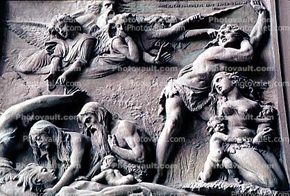 bas-Relief, Angels, Woman, Man, Child, Cain and Abel, Ten Commandments