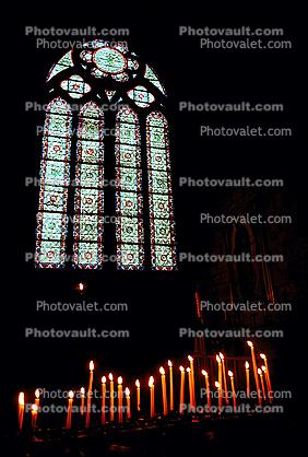 Candles, Stained Glass Windows