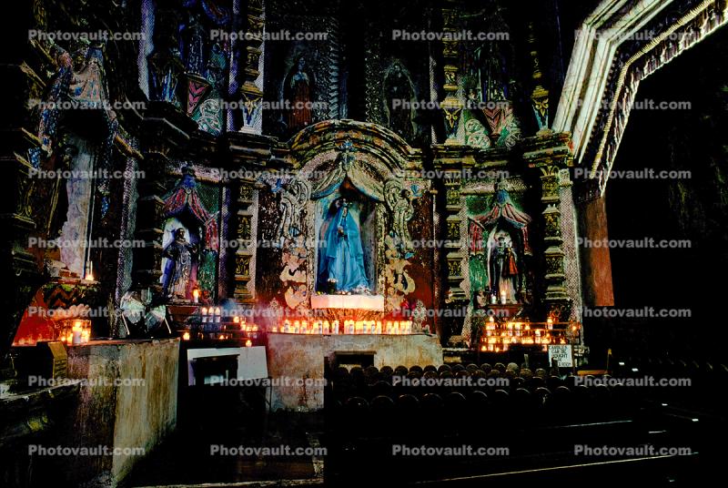 Altar, Mother Mary, Candles, San Xavier Del Bac, Spanish Catholic mission, near Tucson