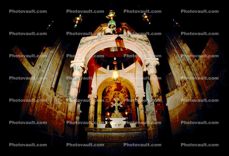 Altar, Chapel of Saint Helena, Cross, Arch, Church of the Holy Sepulchre, Jerusalem