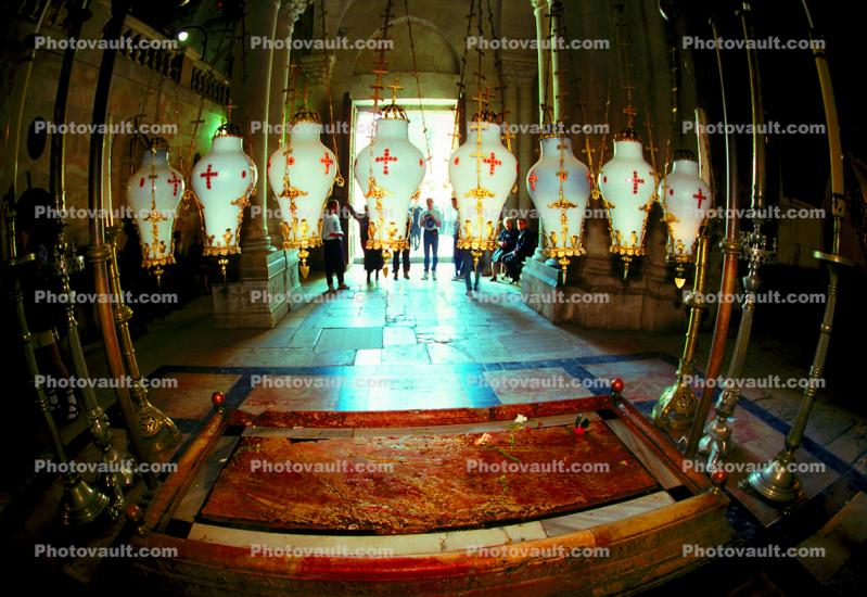 Stone of Anointing, Unction, Polished Red Stone, The Church of the Holy Sepulchre