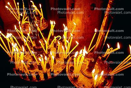 Candles, Church of the Nativity, Basilica, Bethlehem, Armenian Apostolic, Greek Orthodox, Roman Catholic