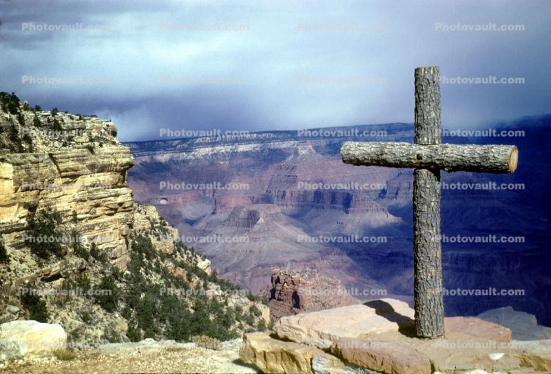 wooden cross over Grand Canyon
