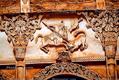 bar-relief, horse, Agha Bozorg Mosque, Kashan