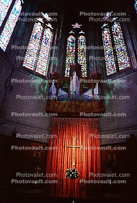 Pipe Organ, Stained Glass Window, Grace Cathedral, San Francisco