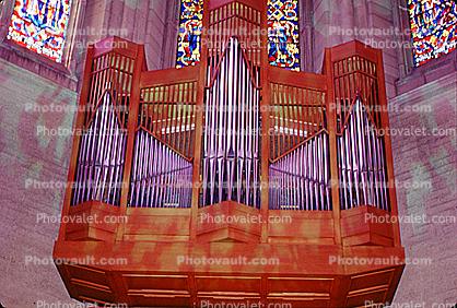 Stained Glass Window, Pipe Organ, Grace Cathedral, San Francisco