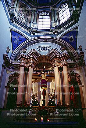 Altar, Jesus, Crucifix, Arch, Columns