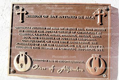 Mission of San Antonio De Pala, Order of Alhambra