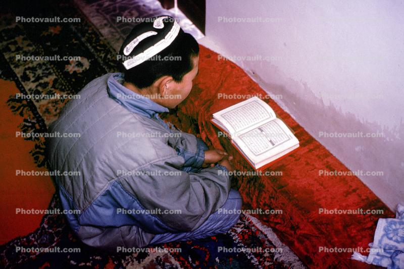 Man Praying Alone, Friday Prayer, largest Mosque in Samarkand