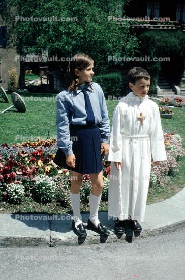 Catholic school girl and boy, Zermatt