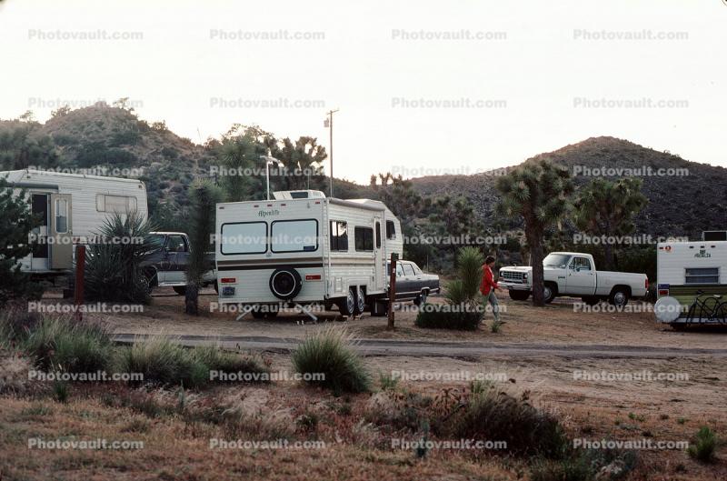 trailer, campsite, Joshua Tree National Monument