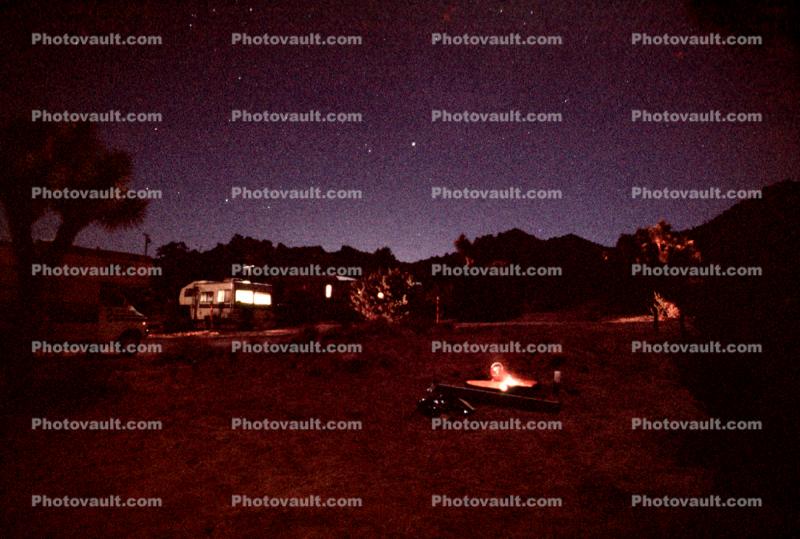 Campfire under the Stars, Joshua Tree National Monument, Twilight, Dusk, Dawn