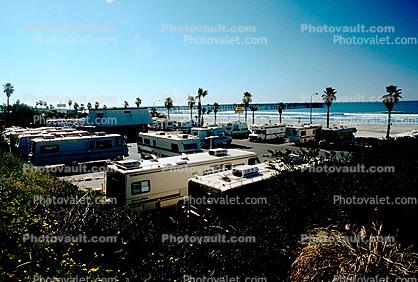 Motorhome, beach, sand, Oceanside, California